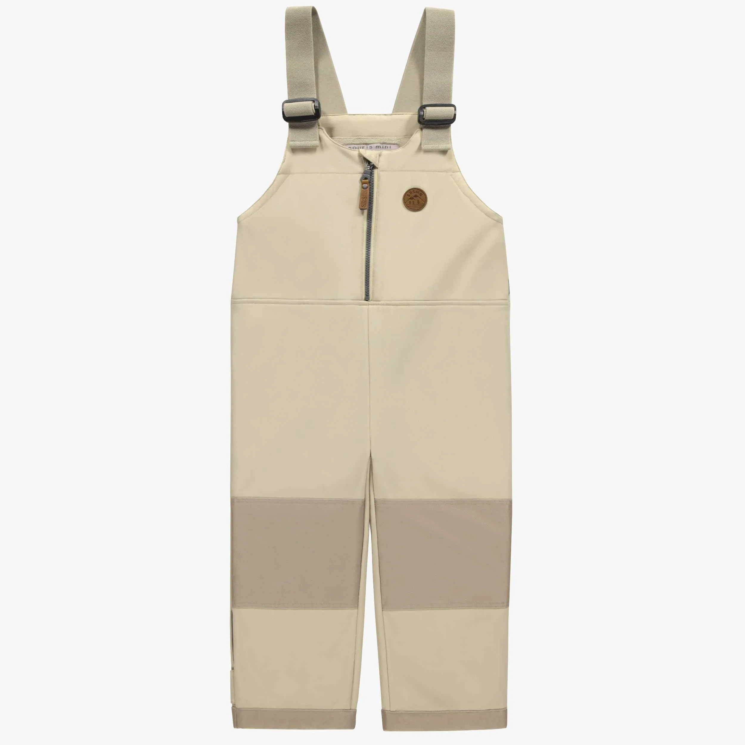 Salopette extérieure beige en coquille souple, enfant || Beige outer overalls in softshell, child