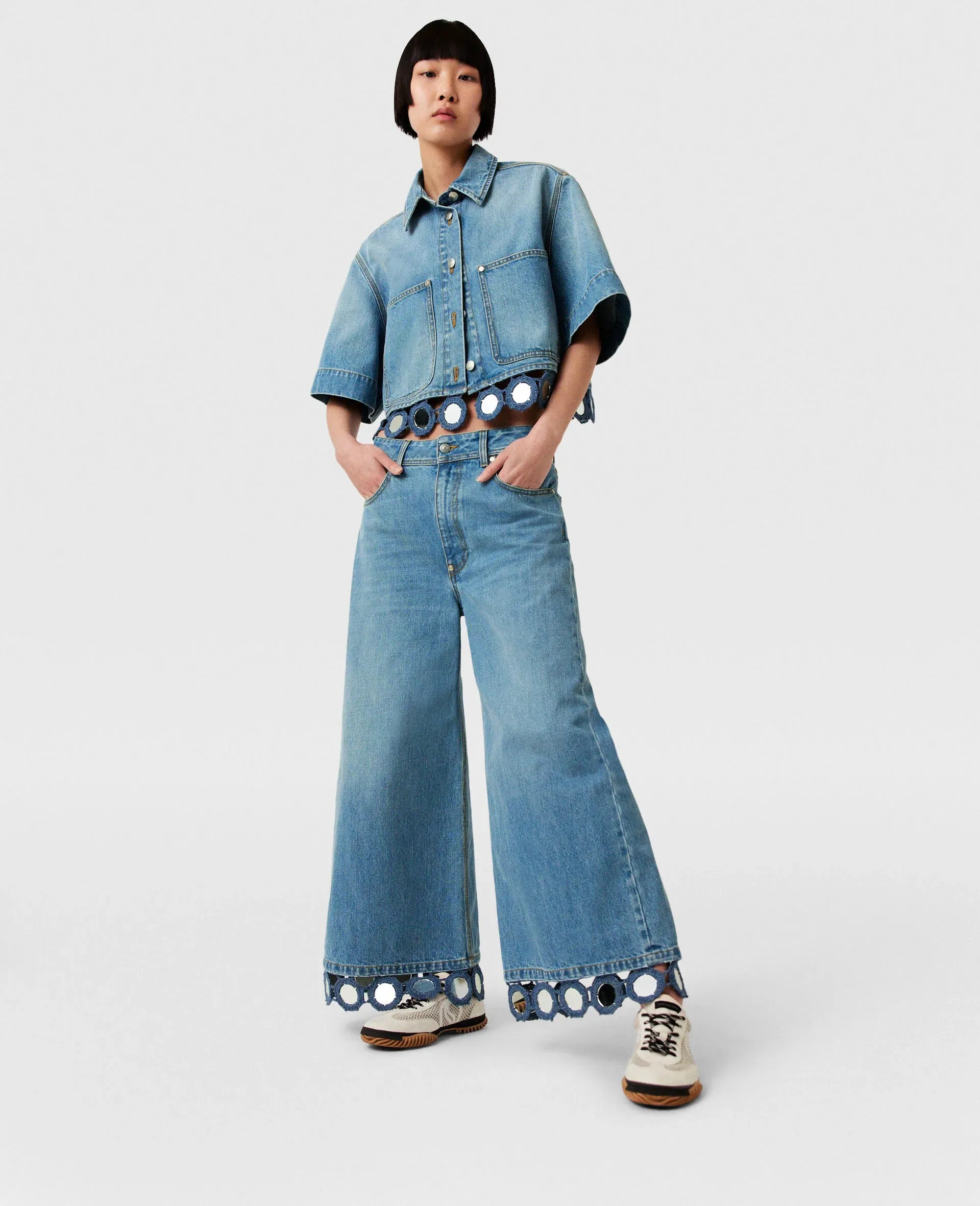 S.McCARTNEY] Vintage Wash Denim Culottes