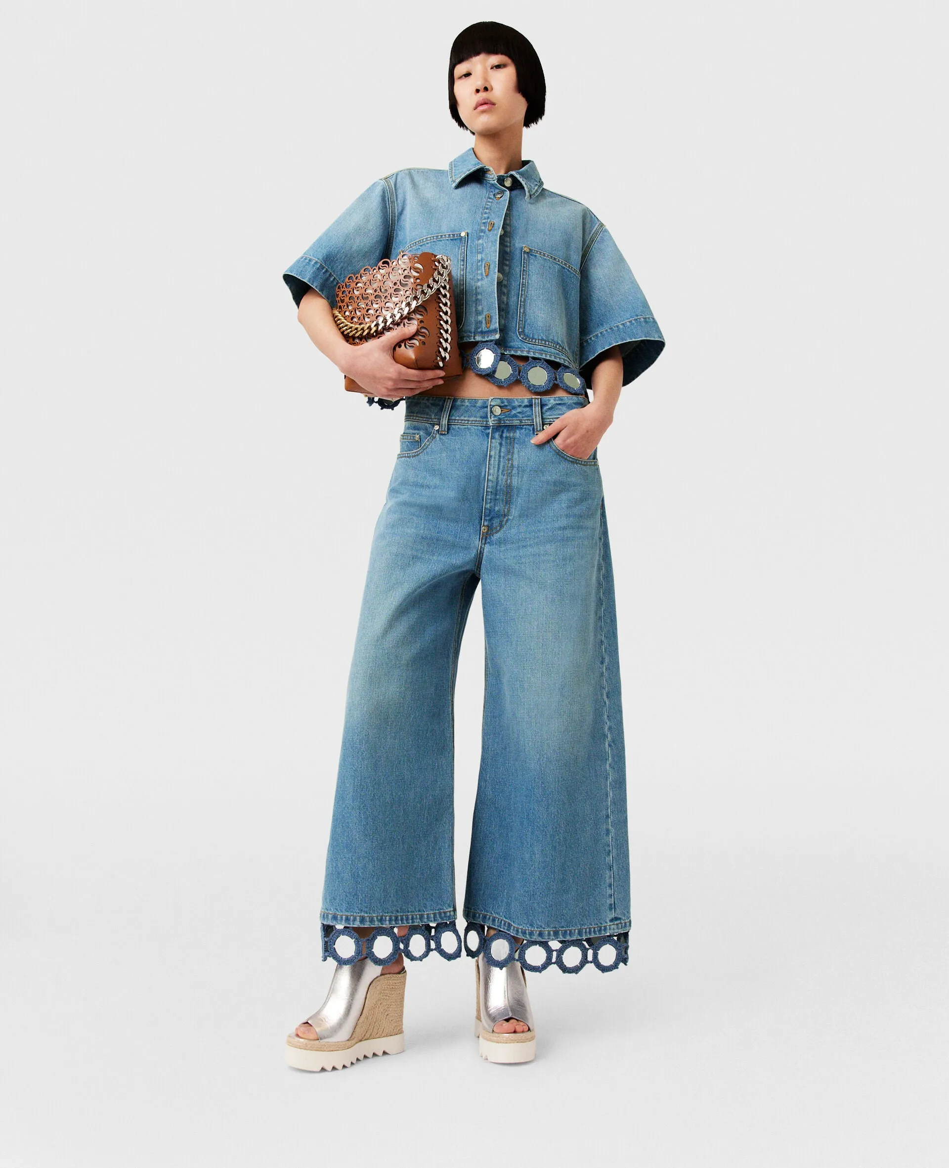 S.McCARTNEY] Vintage Wash Denim Culottes
