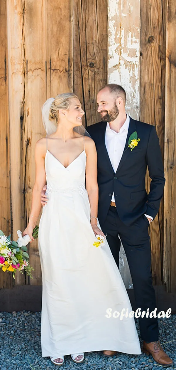 Spaghetti Straps Mermaid Sleeveless Long Wedding Dresses Online,SFWD0031