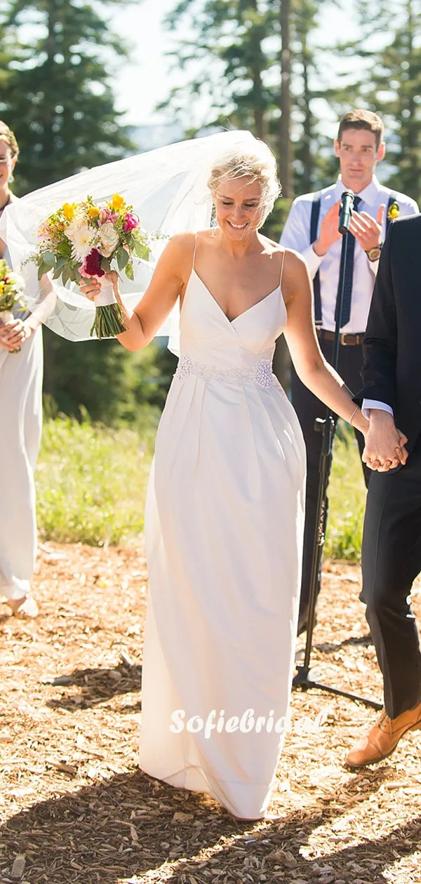 Spaghetti Straps Mermaid Sleeveless Long Wedding Dresses Online,SFWD0031