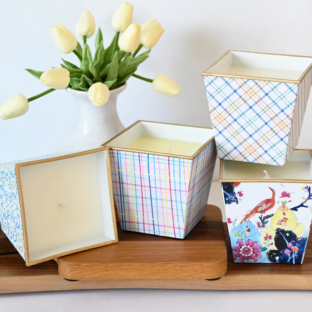 Spring Plaid Patterned Candle