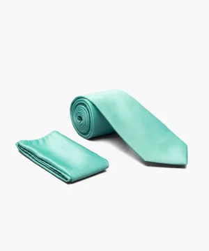 Stacy Adams Solid Tie and Handkerchief - Turquoise