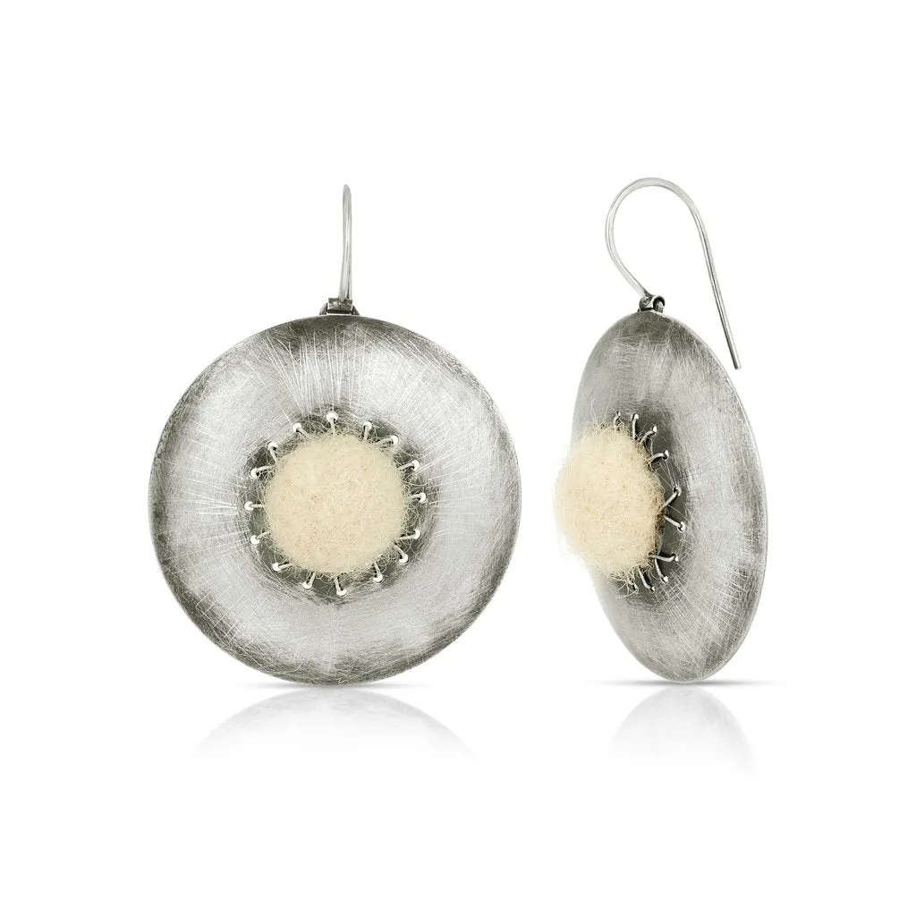 Sterling Silver and Natural Wool Felt Jewelry Set