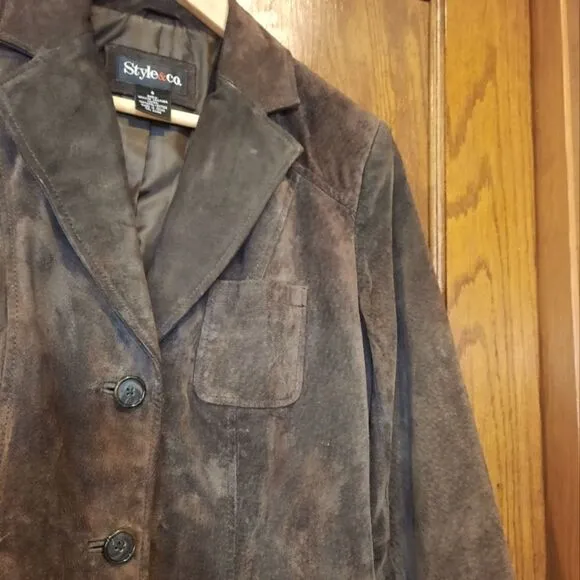 Style&amp;Co Suede Jacket Brown
