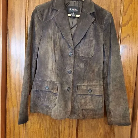 Style&amp;Co Suede Jacket Brown