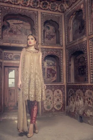 Stylish Pakistani Dress by Maria. B in Golden Maroon color - C1701