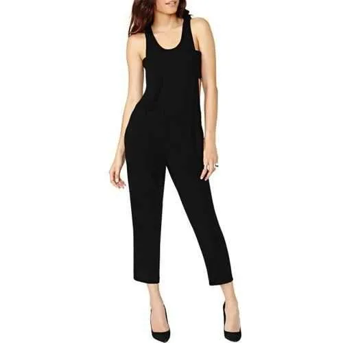 Stylish Scoop Neck Sleeveless Black Cut Out Women's Jumpsuit - Black S