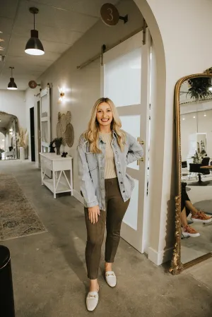 Suede Pants-Olive