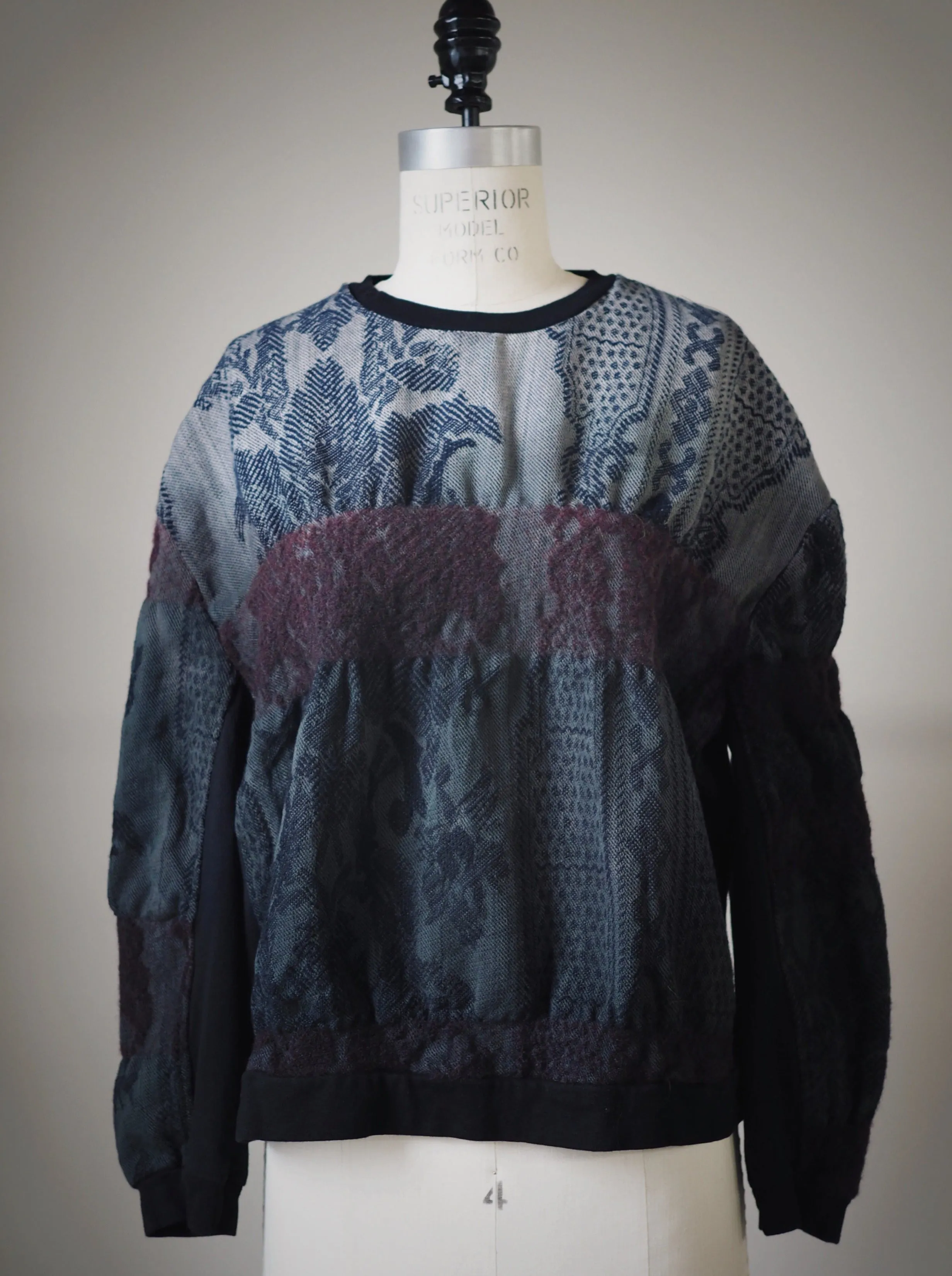 super felted hand dyed hand loomed lincoln jacquard sweatshirt