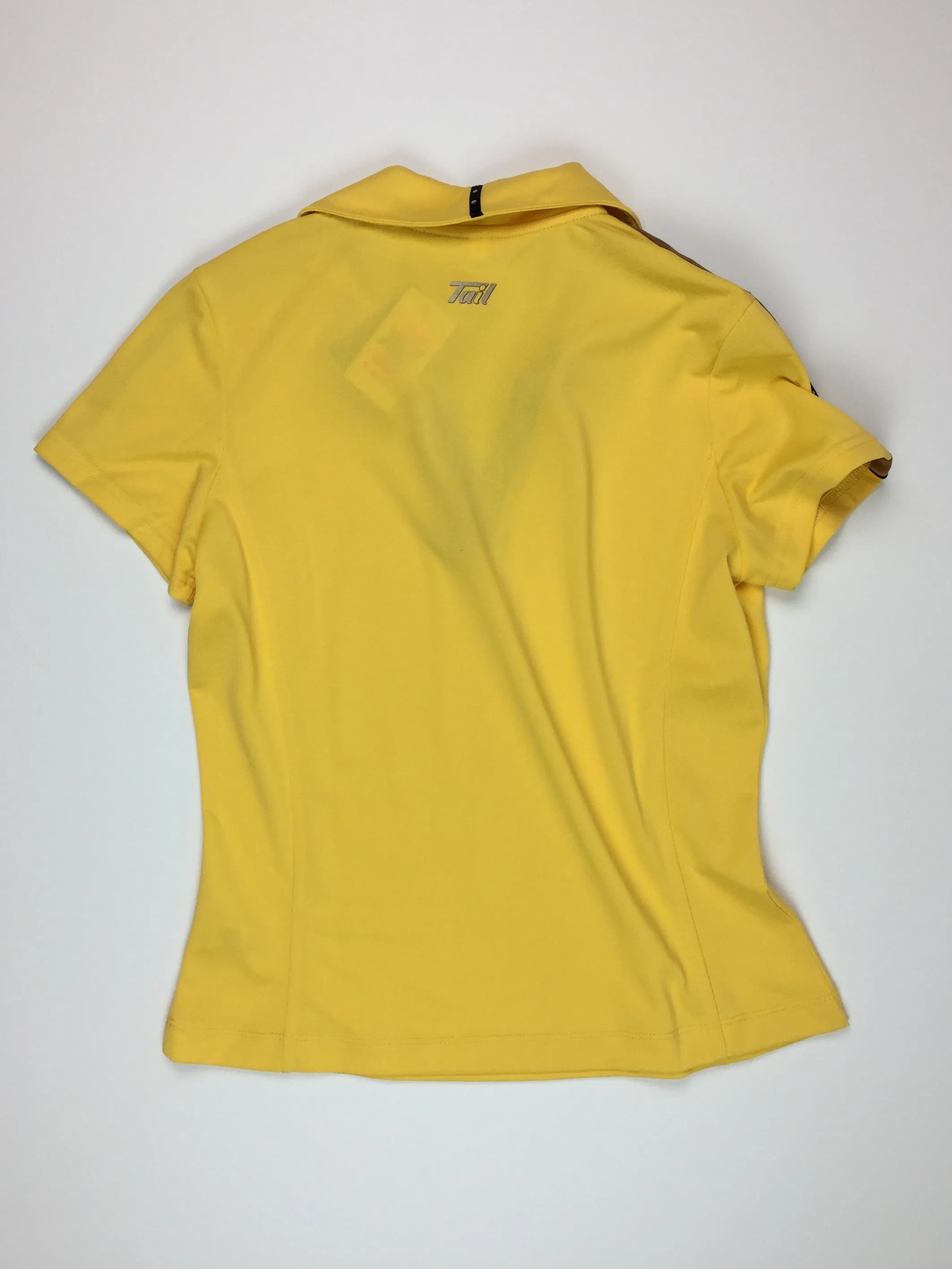 Tail Short Sleeve Golf Top - Yellow with Navy Blue Piping