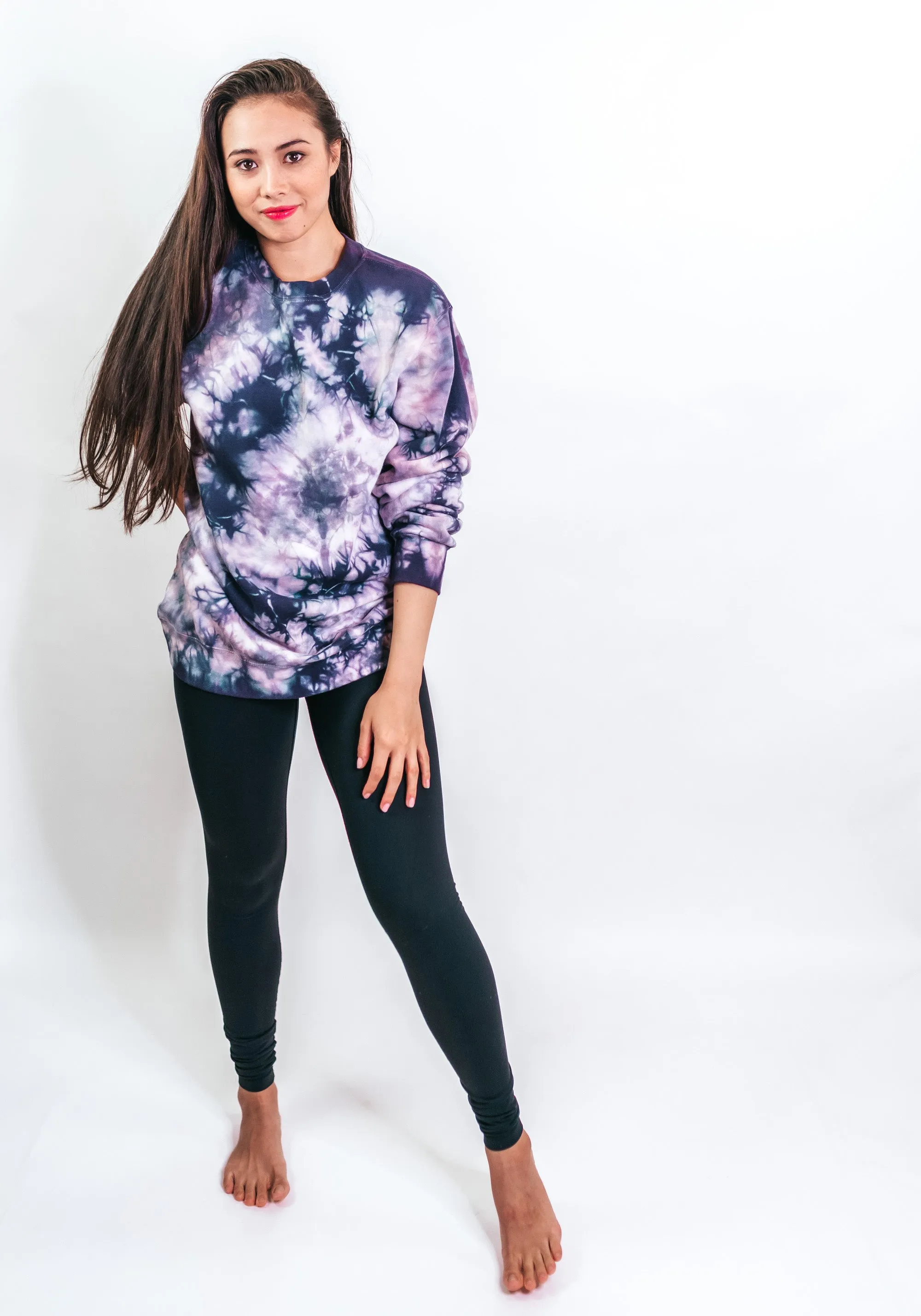 Tie-Dye Sunset Boyfriend Fleece Sweatshirt – Aubergine