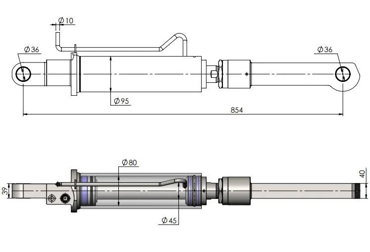 Tilt Ram Cylinder HACO (WITH Extension) to suit MBB 1403790
