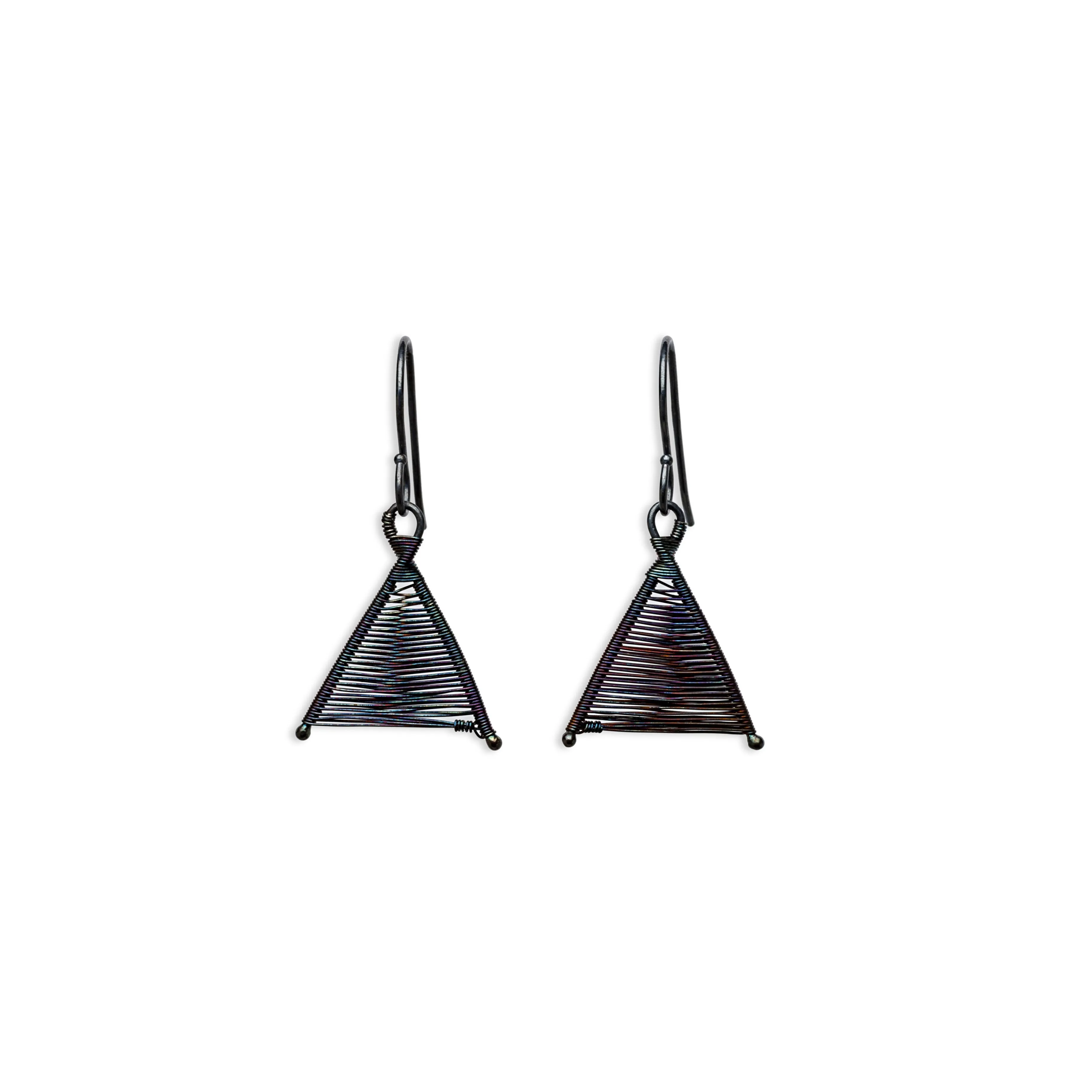 Tiny Woven Wishbone Oxidized Silver Earrings
