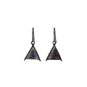 Tiny Woven Wishbone Oxidized Silver Earrings