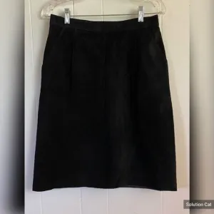 Toffa Skirt Women’s 12 Black Suede Leather Knee Length Coastal Cowgirl Vintage