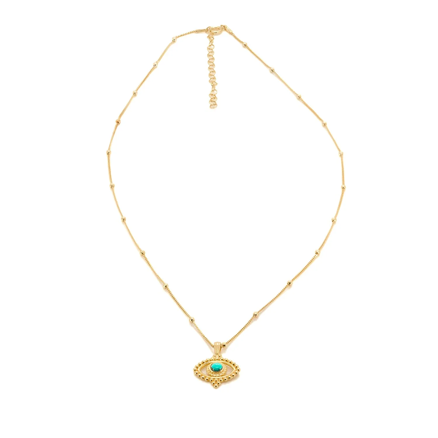 Turquoise Evil Eye Pendant Stylish Gold Chain Necklace