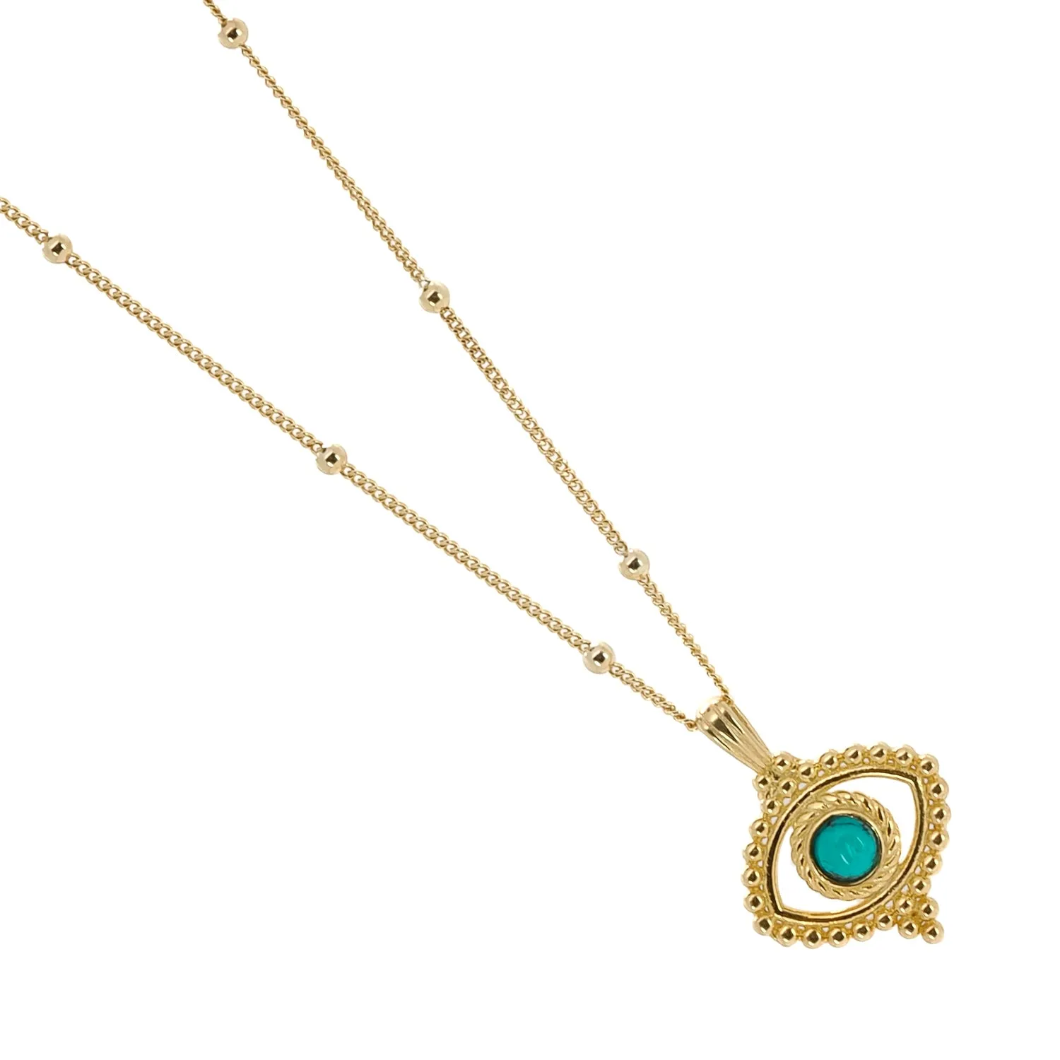 Turquoise Evil Eye Pendant Stylish Gold Chain Necklace