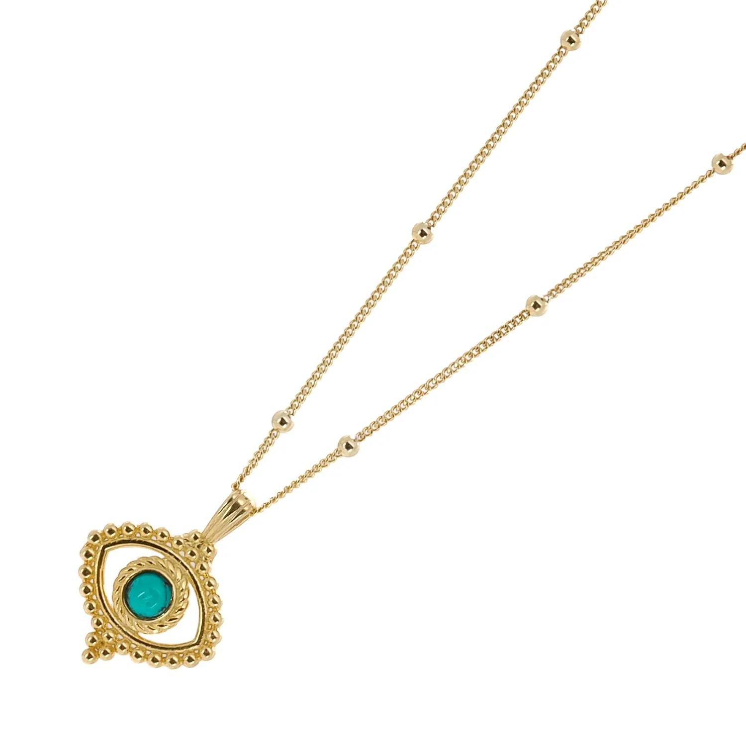 Turquoise Evil Eye Pendant Stylish Gold Chain Necklace