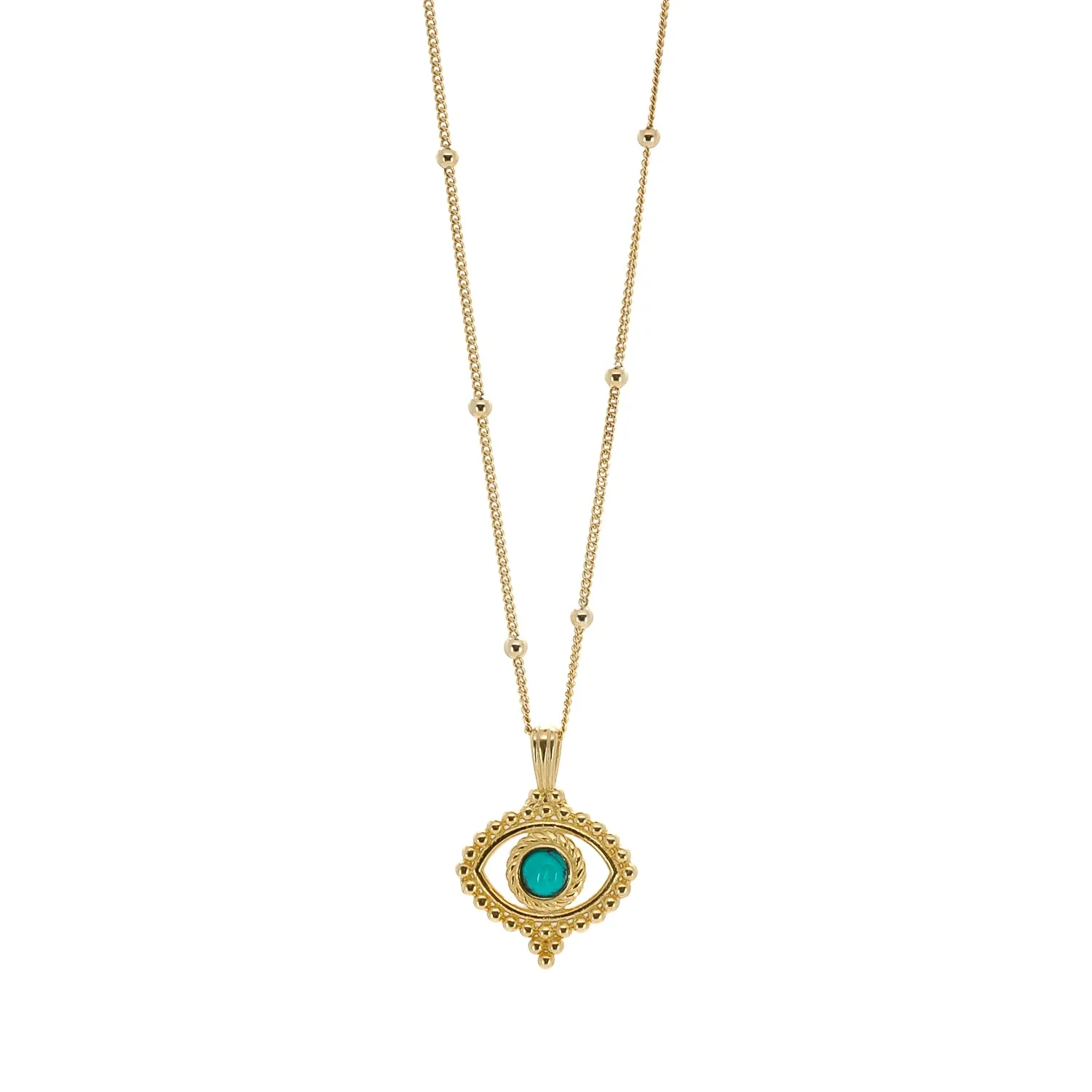 Turquoise Evil Eye Pendant Stylish Gold Chain Necklace