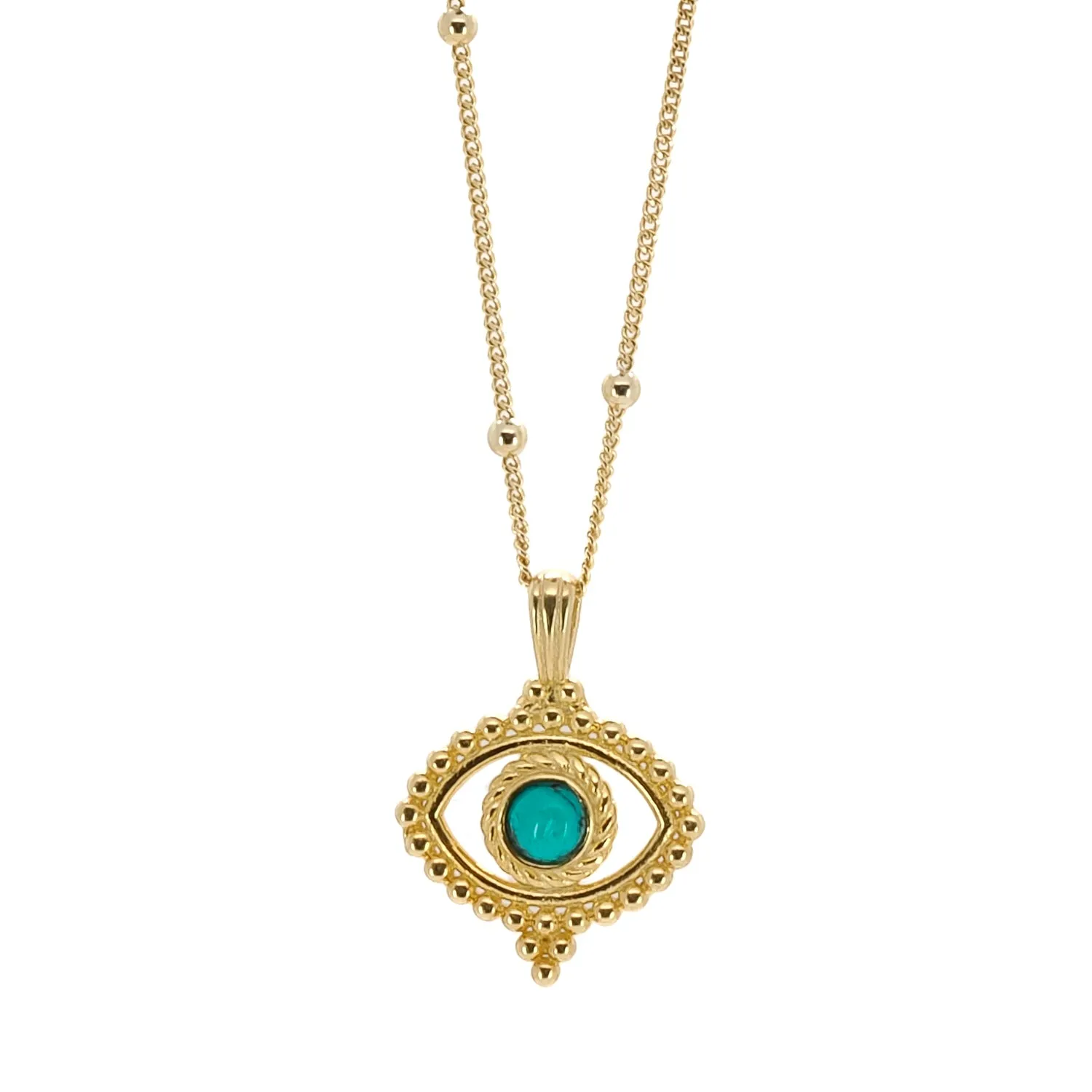 Turquoise Evil Eye Pendant Stylish Gold Chain Necklace