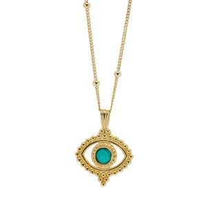 Turquoise Evil Eye Pendant Stylish Gold Chain Necklace