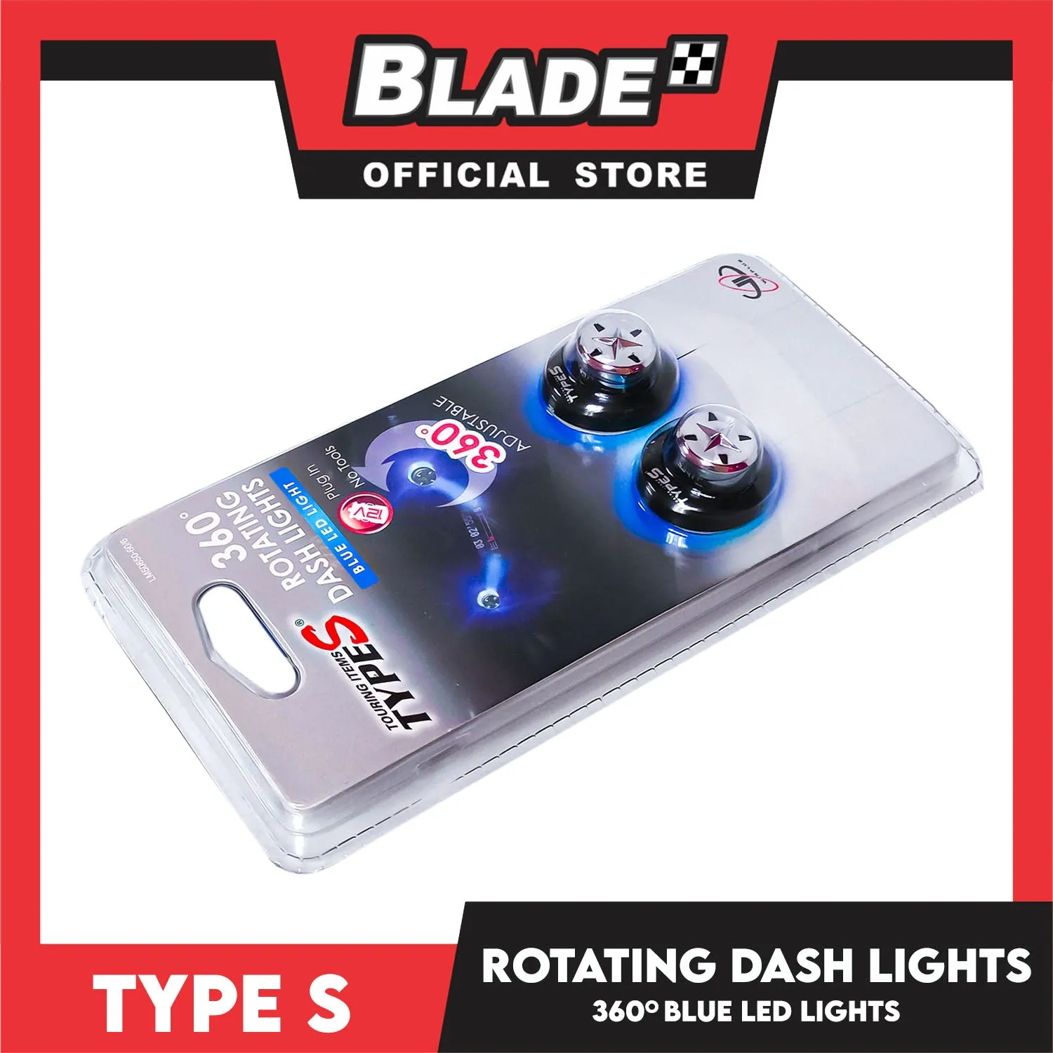 Type S Rotating Dash Light 360' Adjustable 12V Plug In LM50650-60/6 (Blue Led Light) Car Interior Micro Lights