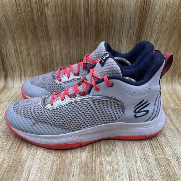 Under Armour Curry 3Z6 Men's Size 11 Grey Basketball Running Shoes 3025090-101