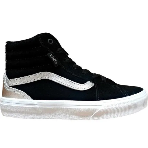 Vans Unisex-Child Filmore Hi Top Sneaker Suede/Black/Silver - Size 13