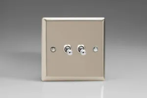 Varilight XNT2 Toggle Switches Satin 2-Gang