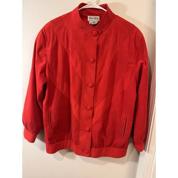 Vintage 70s Count Rome Ultra Suede Red Jacket Women's Sz 10 Button