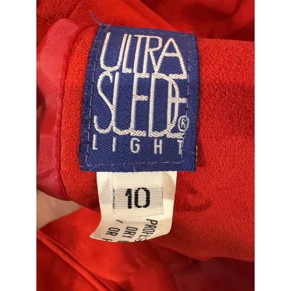 Vintage 70s Count Rome Ultra Suede Red Jacket Women's Sz 10 Button