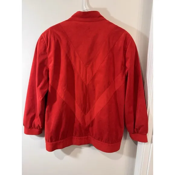 Vintage 70s Count Rome Ultra Suede Red Jacket Women's Sz 10 Button