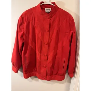 Vintage 70s Count Rome Ultra Suede Red Jacket Women's Sz 10 Button
