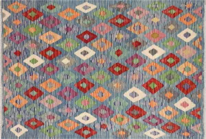 Vintage Afghan Maimana Kilim - 3'5" x 4'11"