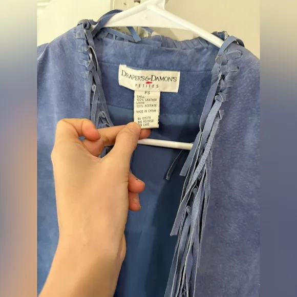 Vintage blue suede tassel blazer/jacket