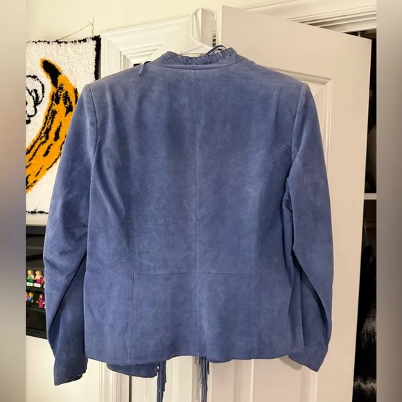Vintage blue suede tassel blazer/jacket