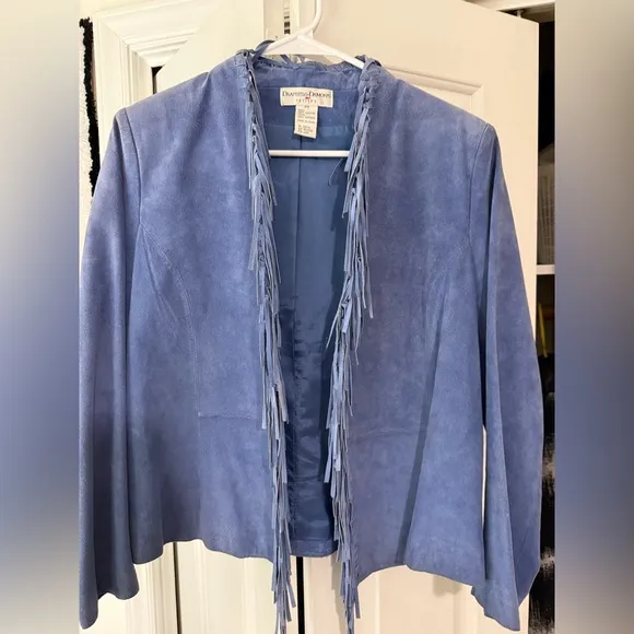 Vintage blue suede tassel blazer/jacket