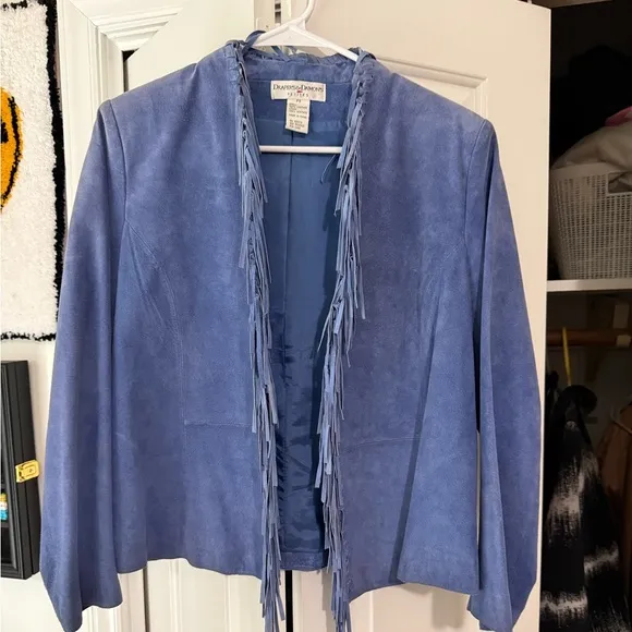Vintage blue suede tassel blazer/jacket