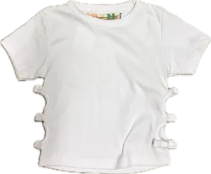 Vintage Havana- Ribbed Bow Tee (white)
