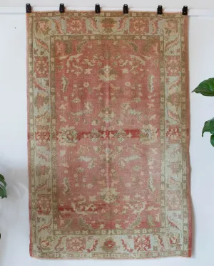 Vintage Turkish Oushak Rug 5'5"x8'5"