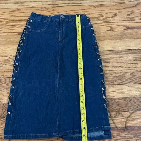 Vintage Y2K Denim Lace Up Midi Skirt Zoey &amp; Beth