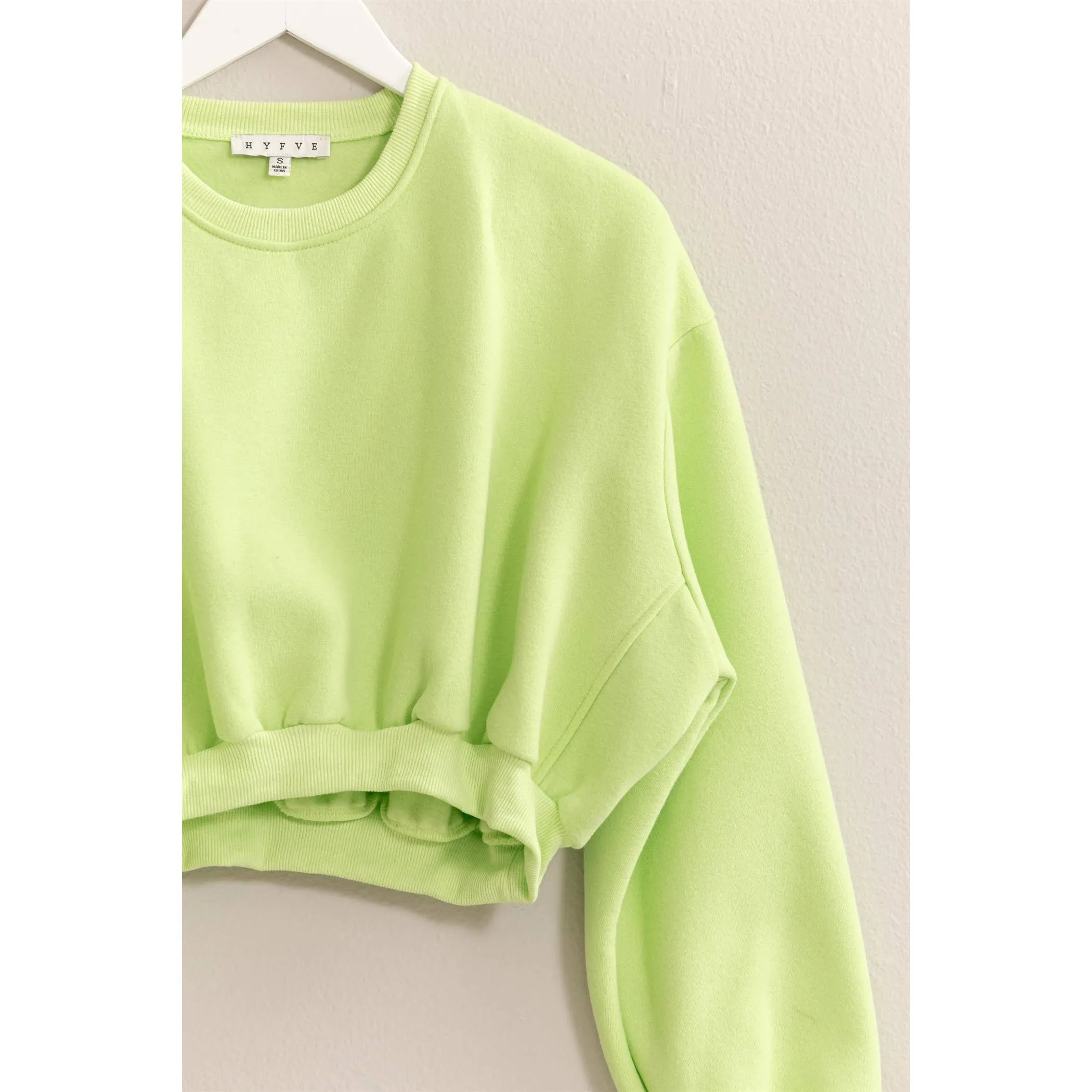 Washed French Terry Cropped HYFVE Sweatshirt: Heather Grey