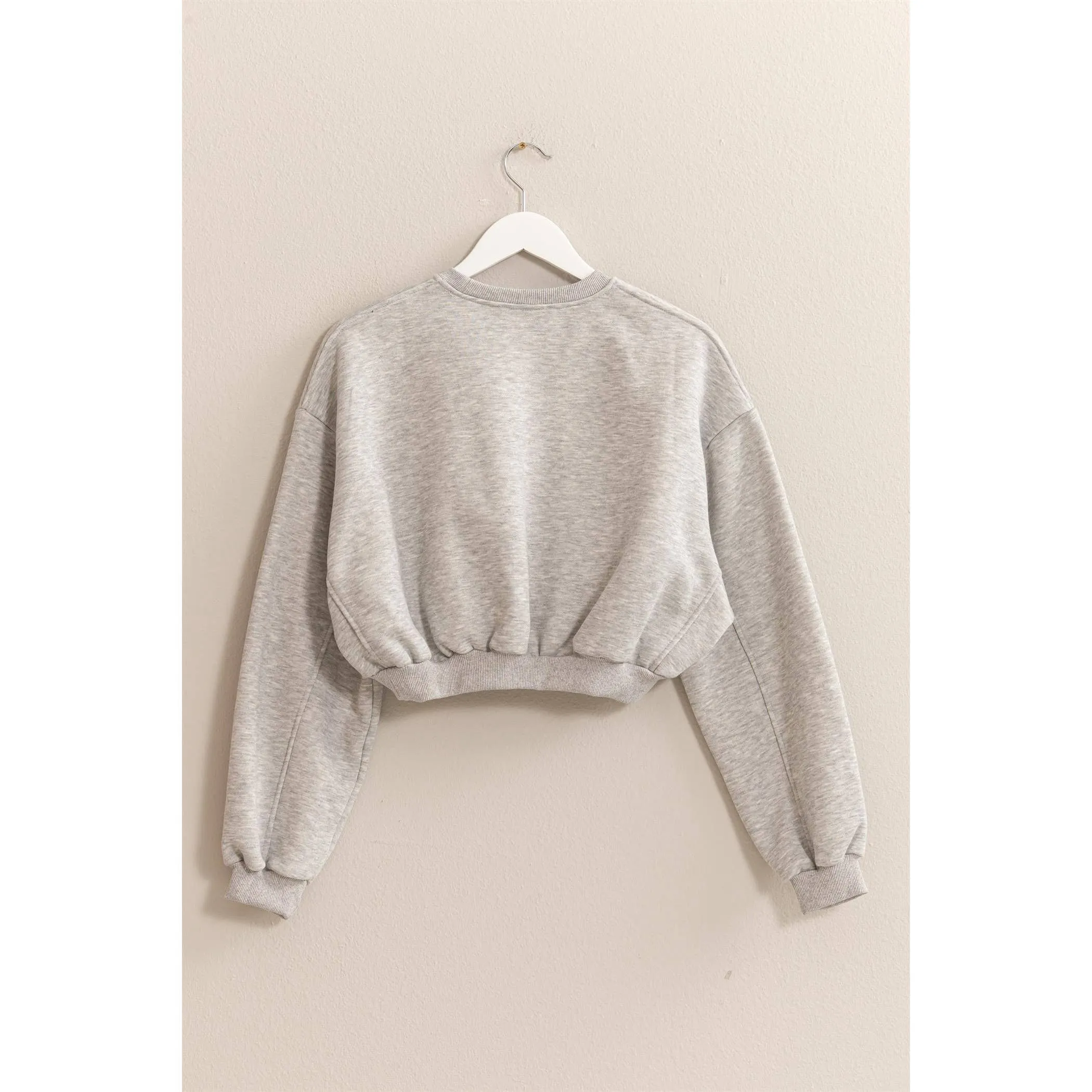 Washed French Terry Cropped HYFVE Sweatshirt: Heather Grey