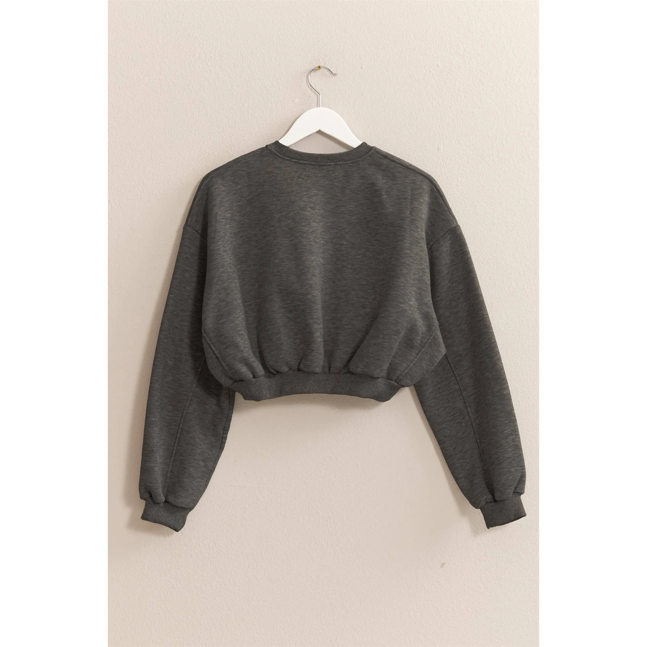 Washed French Terry Cropped HYFVE Sweatshirt: Heather Grey
