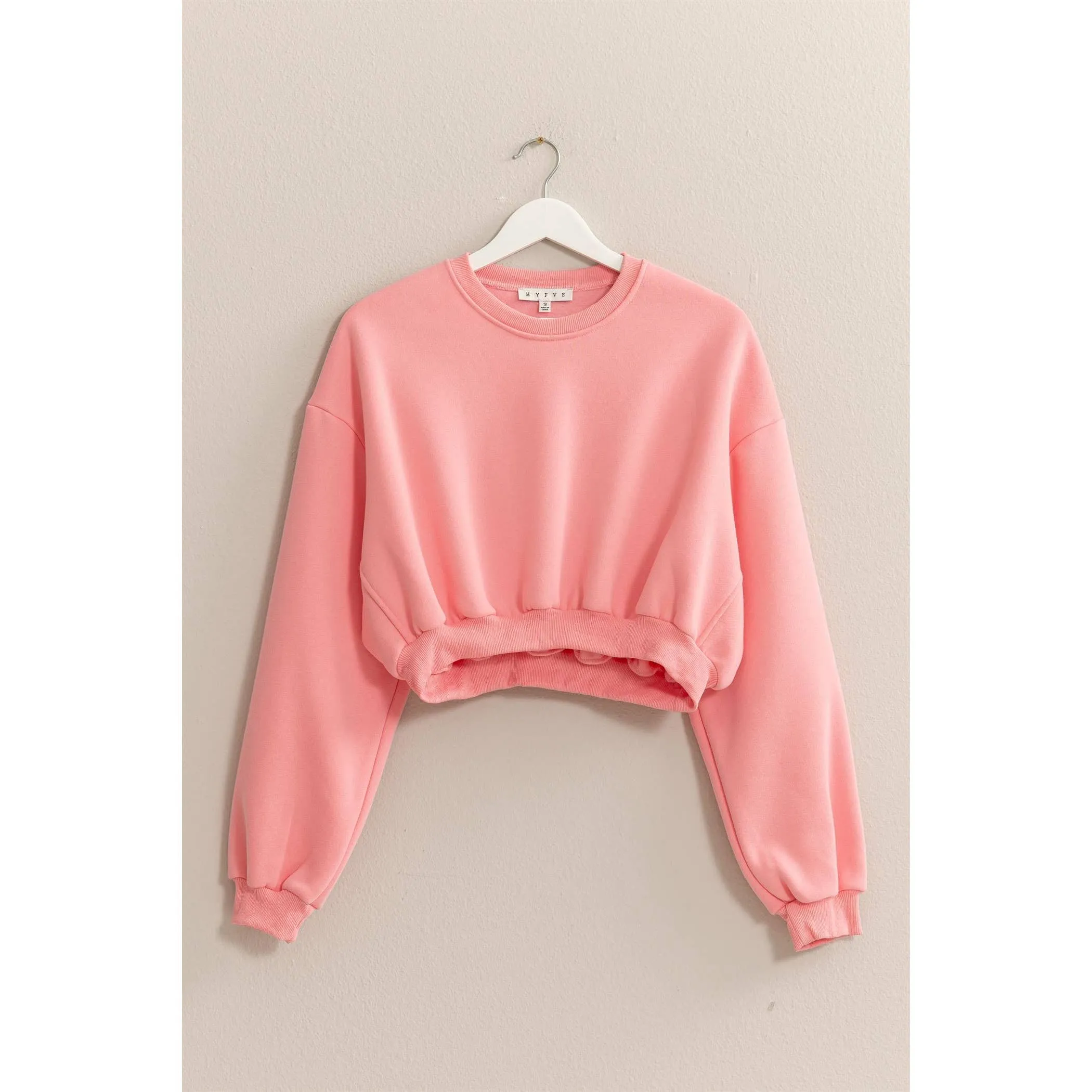 Washed French Terry Cropped HYFVE Sweatshirt: Heather Grey
