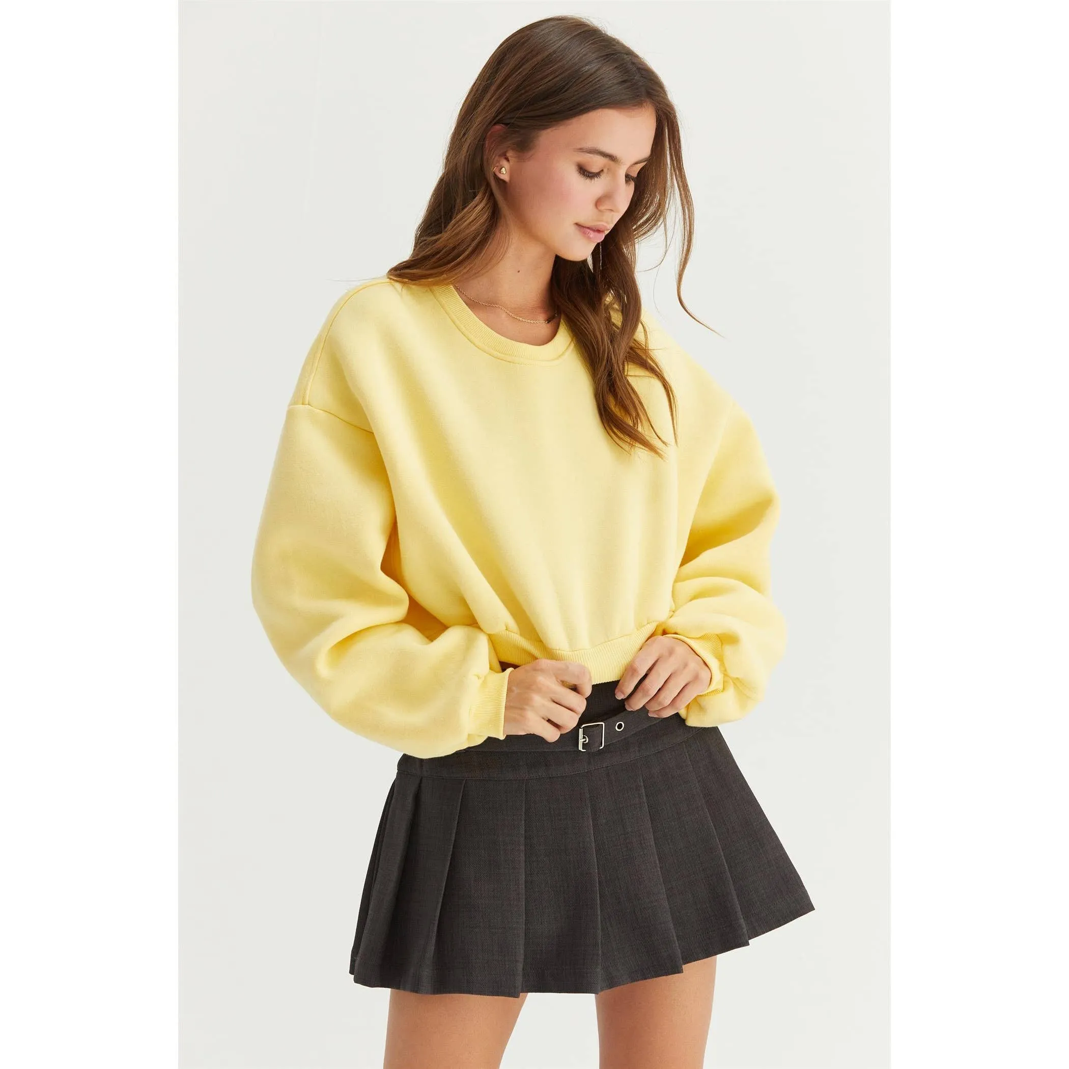 Washed French Terry Cropped HYFVE Sweatshirt: Heather Grey