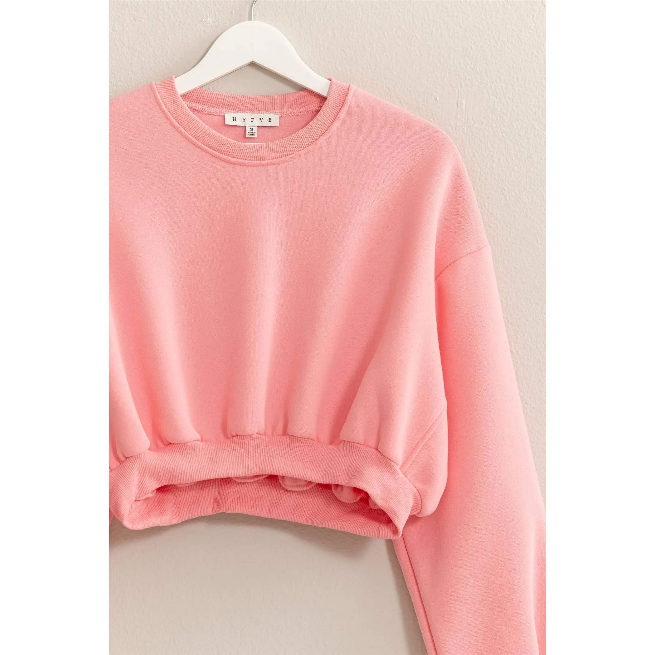 Washed French Terry Cropped HYFVE Sweatshirt: Heather Grey