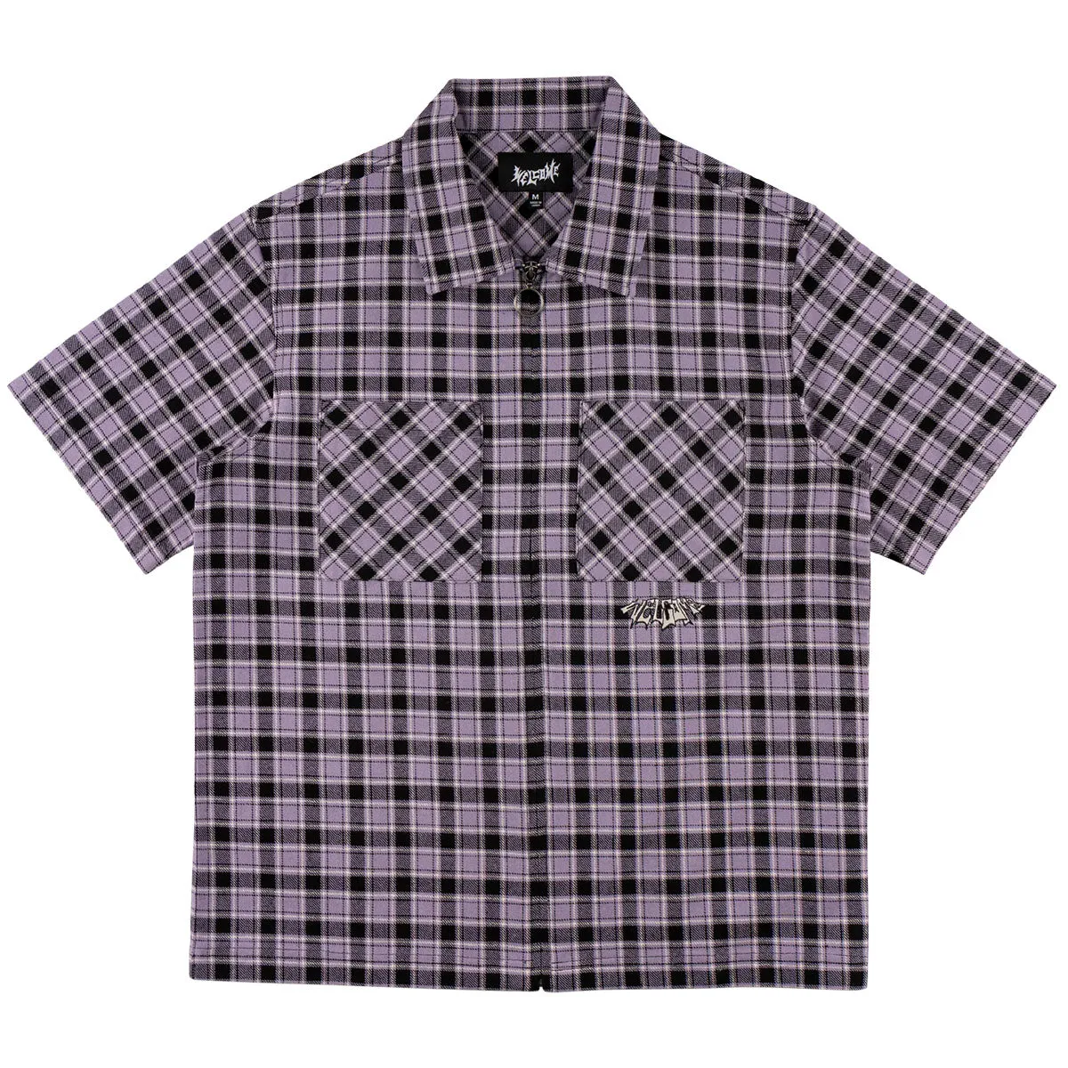 Welcome - Cell Woven Plaid Zip Shirt Lavender Grey