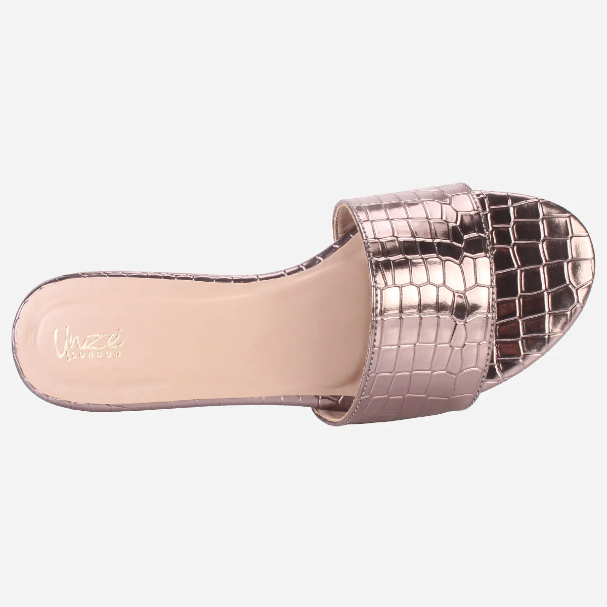 Womens "ROSA" Shimmer Summer Flat Slippers
